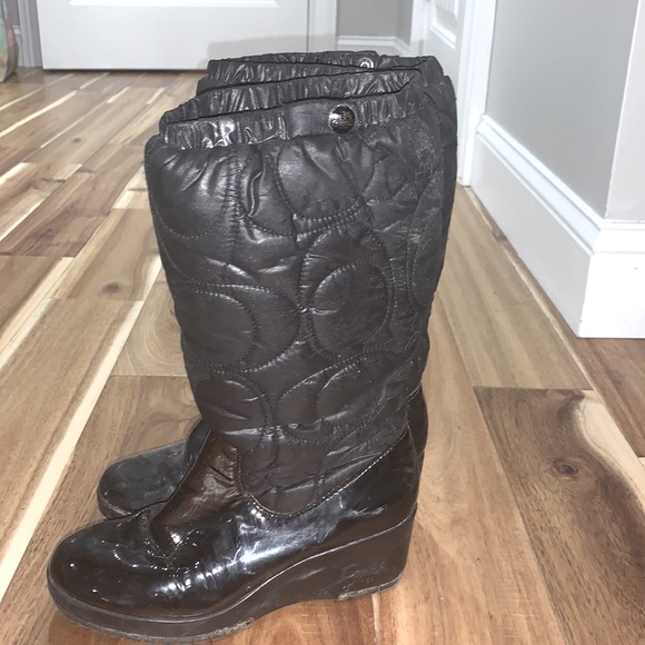 Coach heeled rain boots